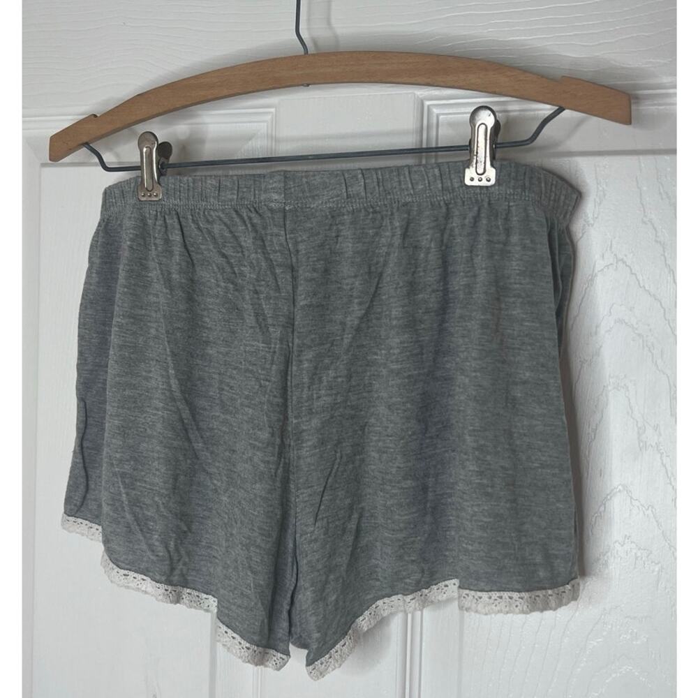 David's Bridal Women's Gray with White Lace Trim Heart Lounge Shorts Size Large - Picture 4 of 7